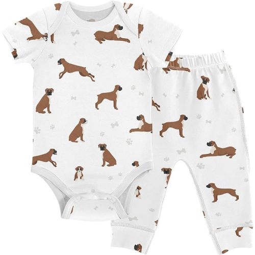 vvfelixl Baby Pants Sets Cute Dogs Puppy Short Sleeve Baby Clothes For Boys Girls 0-24 Months - Multi21 - 3-6 Months