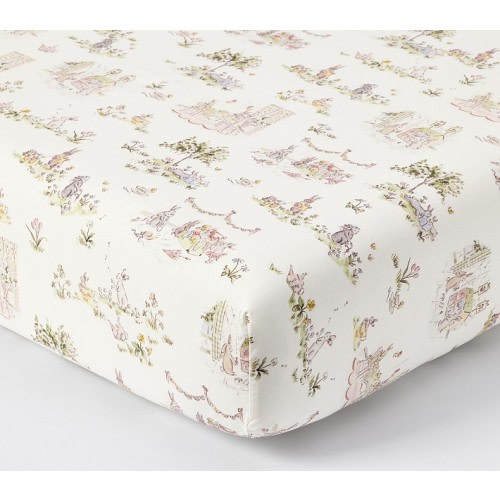 Riley Sheehey Blue English Garden Organic Cotton Crib Fitted Sheet
