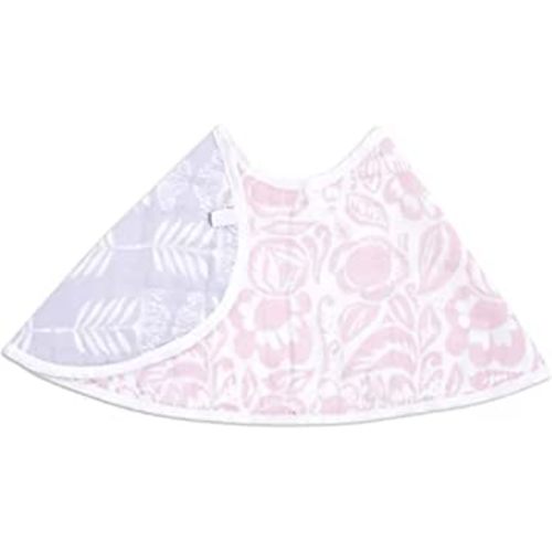 aden + anais Essentials 100% Cotton Muslin Burpy Bib – Multi-Use, Absorbent 4-Layer Burp Cloth, Drool Cloth and Full-Coverage Snap-Closure Baby Bib, 22.5” X 11”, Single, Damsel