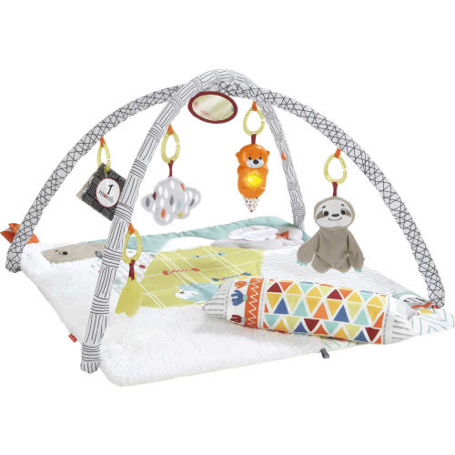 Fisher-Price Perfect Sense Deluxe Gym Baby Playmat with Tummy Wedge & 6 Sensory Toys