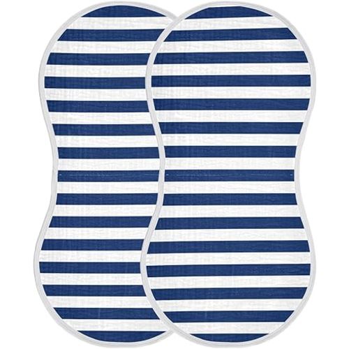 Stripe Dark Blue Baby Burp Cloths Muslin Burp Cloth Absorbent Baby Wash Cloths Burping Cloths for Babies Burp Clothes Rags Towel for Baby Boy Girl Wipes 22x11IN,2 Pack