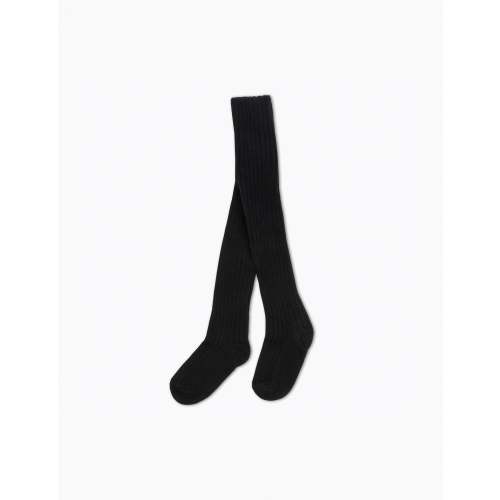Cotton Rib Tights in Black