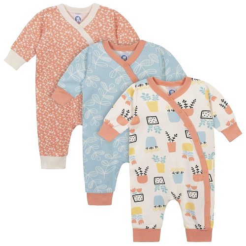 Gerber baby-girls 3-pack Coverall Set