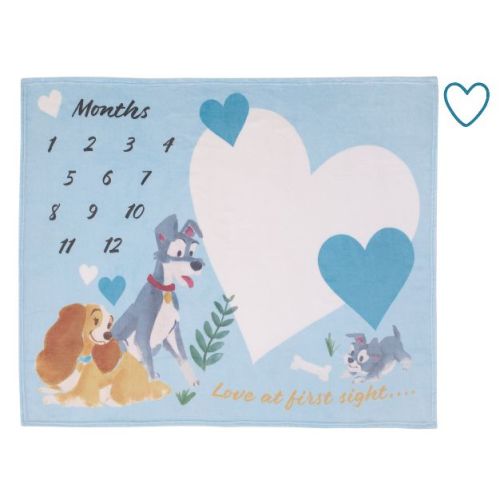 NoJo Disney Lady & the Tramp Blue, White, and Gold Love At First Sight Super Soft Photo Op Milestone Baby Blanket