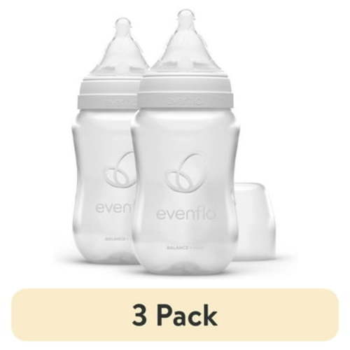 (3 pack) Evenflo Balance Wide Baby Bottles, Platinum White Color 9oz 2 Count