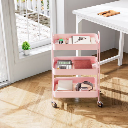 Smugdesk.com 3-Tier Rolling Utility Cart with Locking Wheels, Metal Storage Organizer & Reviews | Wayfair