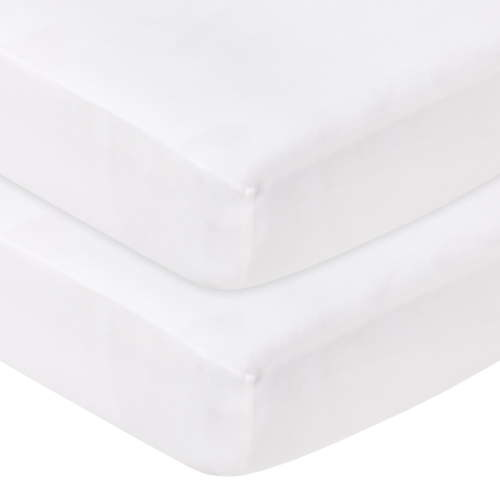 Little Star Organic 100% Pure Organic Cotton Fitted Jersey Knit Crib Sheets, 2 Pk, White/White