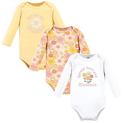 Hudson Baby baby-girls Cotton Long-sleeve Bodysuits 3-pack