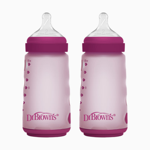 Options+ Wide-Neck Silicone Baby Bottles - Pink, 9 Oz
