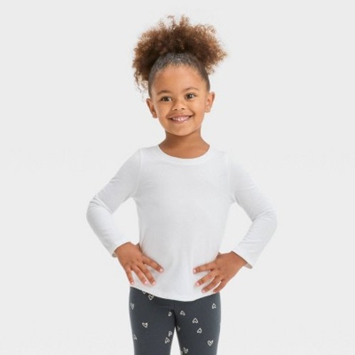 Toddler Girls' Solid Long Sleeve T-Shirt - Cat & Jack™, Color: White, Size: 2T
