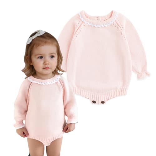 Simplee kids Baby Girls Kint Romper Fall Long Sleeve Rompers Newborn Baby Solid Overall Jumpsuit Outfits