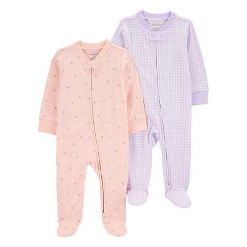 Baby Girl Carter's 2-Pack Plaid and Floral Print 2-Way Zip Sleep & Play Pajamas