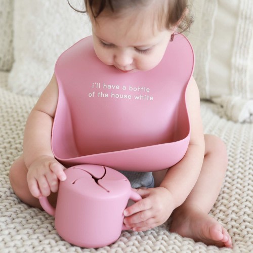 Silicone Baby Bib | Bottle Of The House White