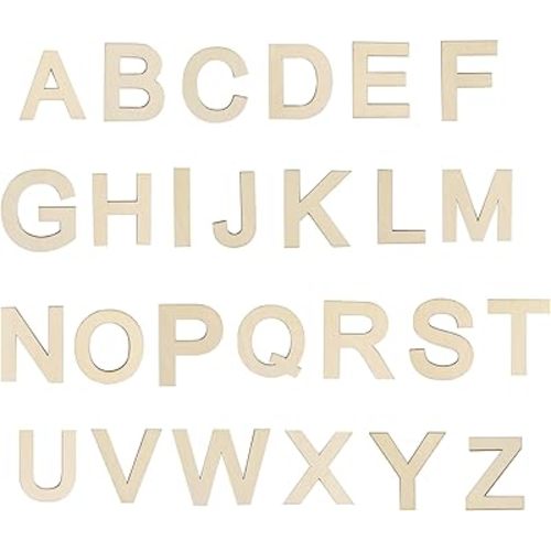 4 Inch Wood Letters, 72 Pcs Wooden Alphabet Letters for Crafts 4" Unfinished Wood Alphabet Cutouts Letters Sign Decoration for DIY Crafts Painting Wall Decor (72PCS/4INCH)