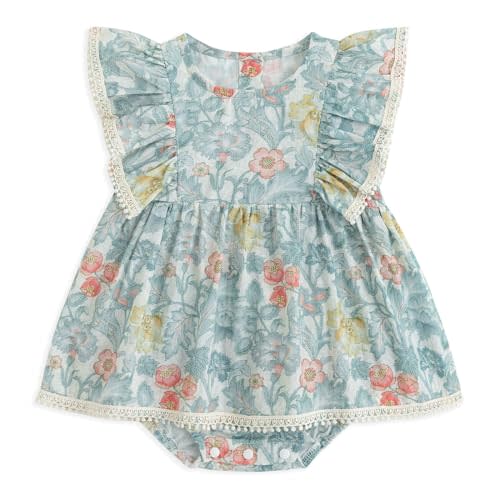 Simplee kids Baby Infant Girls Cotton Short Ruffle Sleeve Summer Romper Outfits 3-24 Months