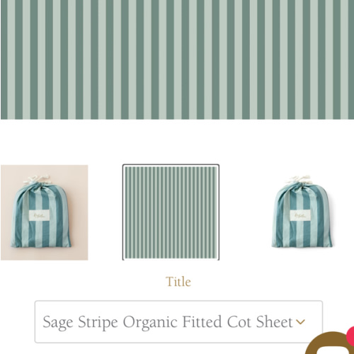 Sage Stripe Organic Fitted Cot Sheet