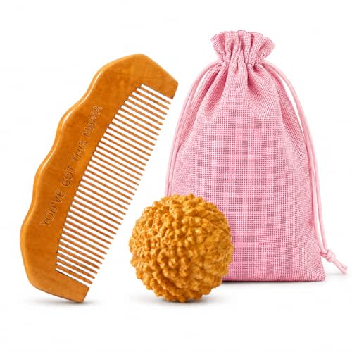 Birth Comb & Acupressure Massage Ball Set, Labor and Delivery Essentials | Wooden material, sensory focus, hospital bag essentials, mom-to-be gift
