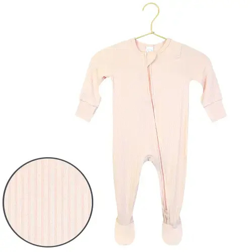 Rosie Ribbed Zipper Footies, Size NB-3M