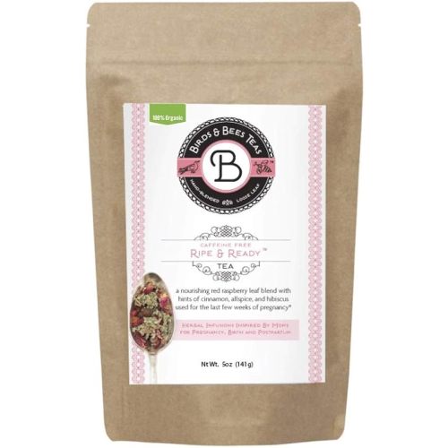 Birds & Bees Teas - Red Raspberry Leaf Tea, Ripe & Ready Organic Third Trimester Tea to Prepare Your Body for Labor and Birth - 40 Servings, 5.0 oz
