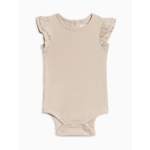 Maggie Ribbed Short Sleeve Bodysuit with Eyelet Ruffle