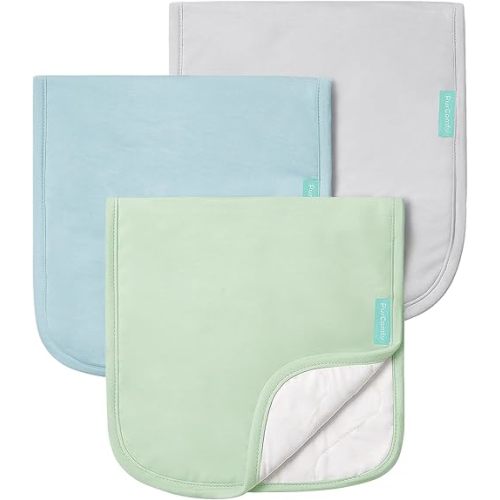 PurComfy Supersoft Burp Cloths, Premium Bamboo Viscose Baby Burp Cloths, Absorbent & Skin-Friendly, Large 21” x 10”, Unisex Baby Essentials for Feeding, Spit-Up, 3-Pack