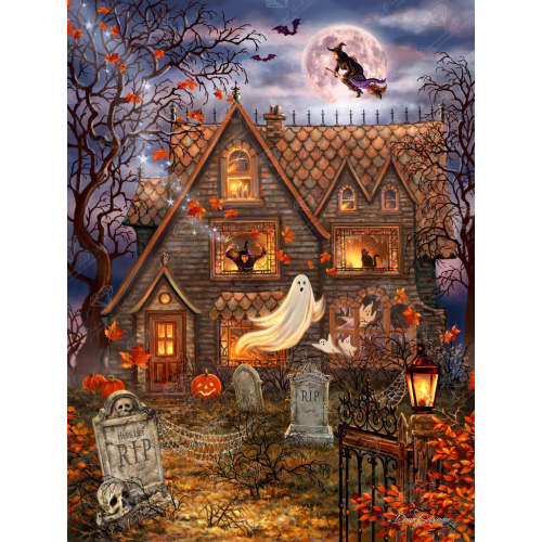 Haunted House — 27.6" x 36.6" (70cm x 93cm) / Square with 55 Colors including 5 ABs and 1 Fairy Dust Diamonds / 104,813