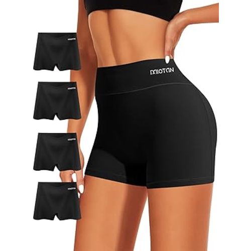 Boy Shorts Underwear for Women High Waisted Panties Cotton Boxer Briefs Full Coverage 4 Pack