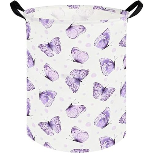 Butterfly Baby Laundry Basket,Nursery Hamper,Kids Dirty Clothes Hamper,Toys Storage Bin Organizer,Girl Room Decor(Cute Butterfly)