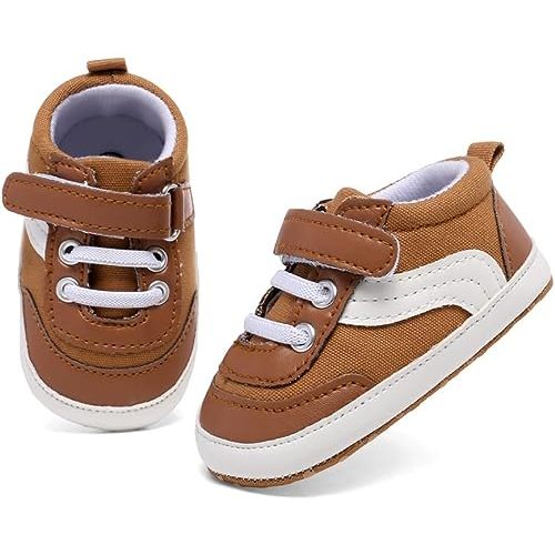 Clowora Unsex Baby Boys Girls Canvas First Walkers Shoes,Newborn Infant Non Slip Soft Sole Crib Casual Sneaker
