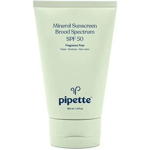 Pipette Mineral Sunscreen - SPF 50 Broad Spectrum Baby Sunblock with Non-Nano Zinc, UVB/UVA Non-Toxic Sun Protection for Kids & Sensitive Skin, 4 fl oz