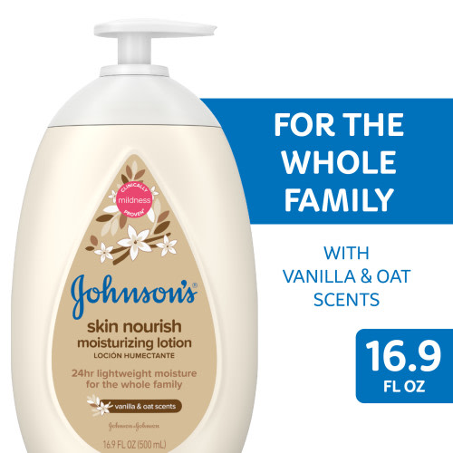 Johnson's Baby Body Lotion for Baby and Toddler with Vanilla & Oat Scents, 16.9 fl oz