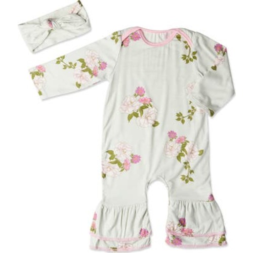Baby Grey by Everly Grey Ruffle Romper & Head Wrap Set