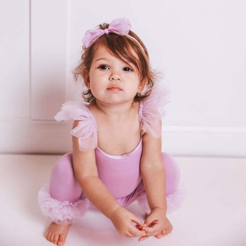 Lovely Lavender Ruffled Tulle Sleeveless Bodysuit