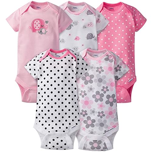 Gerber Baby Girls' 5-Pack Short Sleeve Variety Onesies Bodysuits