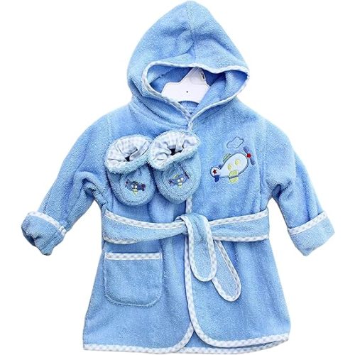 Spasilk Hooded Bathrobe with Ears for Newborns, 1 3D Soft Cotton Terry Bathrobe, Baby Essentials, Baby Shower Gifts, One Size