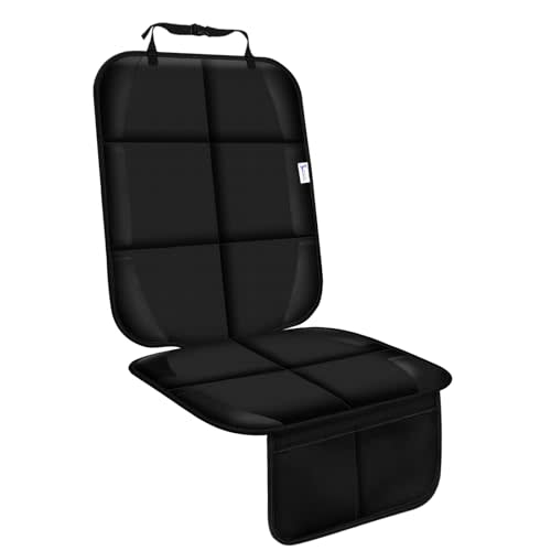 Gowhalle Car Seat Protector, Non-Slip Rubber Padded Backing Seat Protector for Child Seats, Waterproof Thickest Padding Car Seat Protector Under Baby Seat - No Imprint (Black-Ⅰ-1pcs)