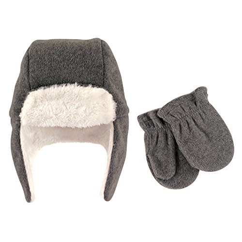 Hudson Baby Baby Fleece Trapper Hat and Mitten Set