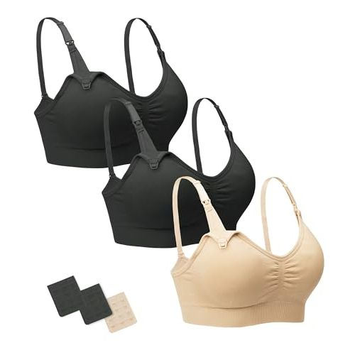 Stelle Nursing Bras Maternity Bra for Breastfeeding Pregnancy Wireless Bralette with Pads, Extenders & Clips