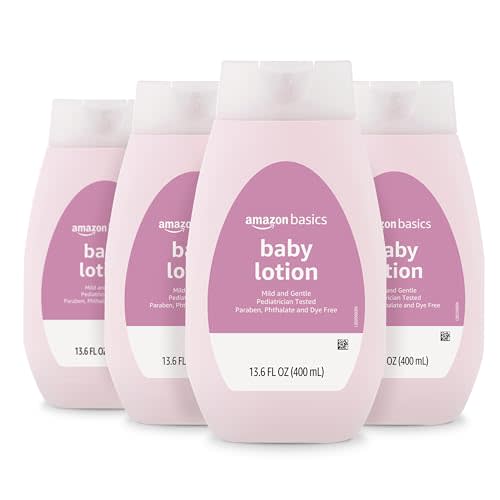 Amazon Basics Baby Lotion, Mild & Gentle, Lightly Scented, 13.6 Fl Oz (Pack of 4) (Previously Solimo)