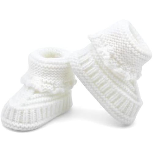 Baby Booties Newborn Hand Crochet Knit Cotton Bootie Cozy Warm Soft Sock Shoes for Infant Boys Girls