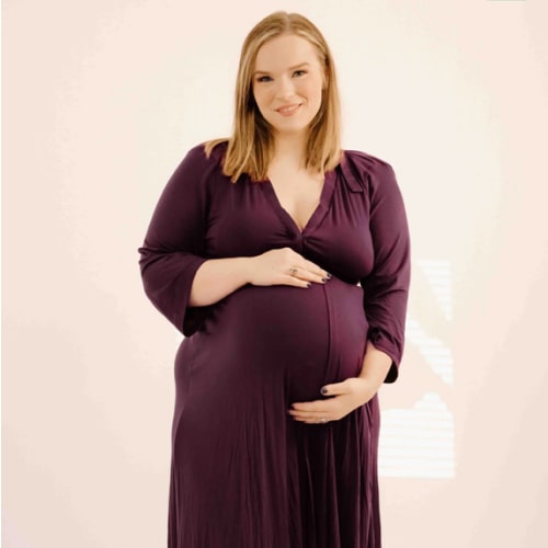 Lila Labor & Postpartum Gown in Plum
