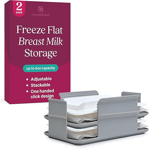 [2 Pack] Freeze Flat BreastMilk Storage - Easy-to-Use Breastmilk Freeze Flat Container - Freeze Flat Breast Milk Organizer Freezer - Breast Milk Freezer Storage Organizer - Freeze Flat for Breast Milk