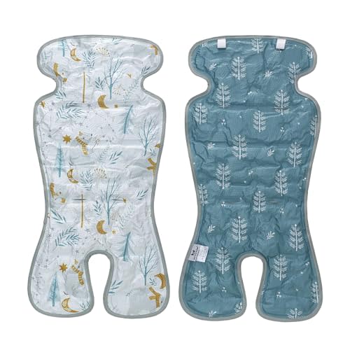 Miracle Baby Gel Car Seat Cooler Pad, Double Sides Universal Stroller Ice Cushion Cooler Mat, Summer Cooling Seat Liner Suitable for Baby Dining Chair, Child Safety Seat, One Pack (Bear + Leaves)