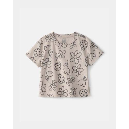 Toddler Girl Ladybug Floral Top - Brown | Carter's
