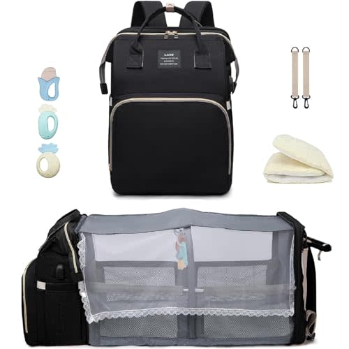 ANWTOTU Baby Diaper Bag with Changing Station,Diaper Bag Backpack,Diaper Bag,Large Capacity,900d Excellent Oxford(Ungrade Black)
