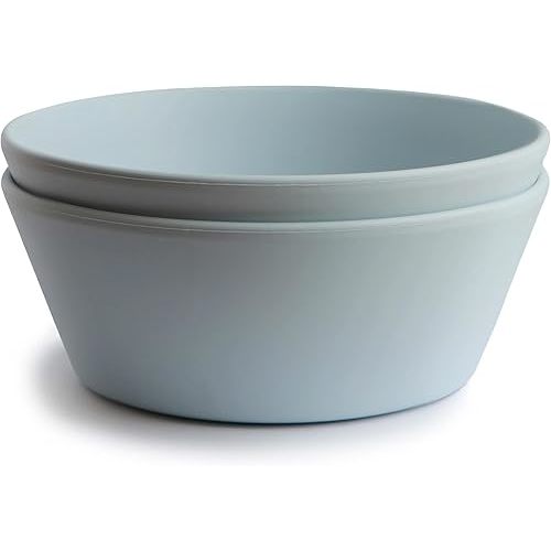 mushie Round Dinnerware Bowls for Kids | Made in Denmark, Set of 2 (Powder Blue)