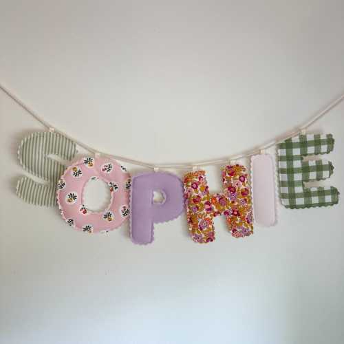 Custom Fabric Baby Name Banner: Scalloped Edge Nursery Decor