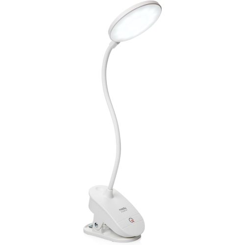 Miady Clip on Lamp,Battery Powered Reading Light,Clamp for Bed with 3 Brightness Level,USB Rechargeable(1 Pack)