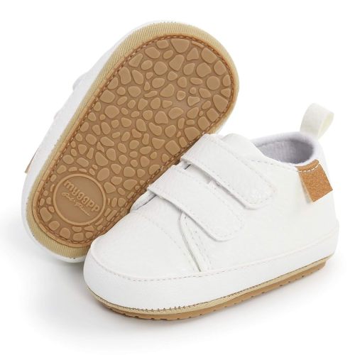 SOFMUO Baby Boys Girls High Top Ankle PU Leather Sneakers Soft Rubber Sole Infant Moccasins Newborn Oxford Loafers Anti-Slip Toddler Wedding Uniform Dress Shoes