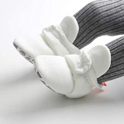 HsdsBebe Unisex Newborn Baby Cotton Booties Non-Slip Sole for Toddler Boys Girls Infant Winter Warm Fleece Cozy Socks Shoes